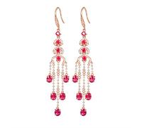 Daesar Ohrhänger 375 Rotgold, Damen Ohrringe Hängend Filigran mit 3.95ct Rubin und Diamant Ohrhänger Nickelfrei in Bijouterie