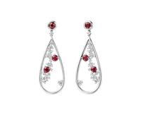 Daesar Ohrhänger 585 Weißgold Damen, Ohrringe Hängend Tropfen mit Rubin 2.3ct und Diamant 0.75ct Hochzeit Ohrhänger Nickelfrei Echtschmuck
