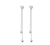 Daesar Ohrhänger Weißgold 585 EchtWeißgold Damen, Ohrringe Hängend Herz Hängend mit 0.06ct Diamant Hochzeit Ohrhänger Allergiefrei für Frauen
