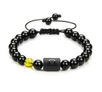 Daesar Paar Armbänder, Perlenarmband Chakra 8MM Obsidian mit Waage Charm Armbänder für Männer und Frauen 16.5-24CM