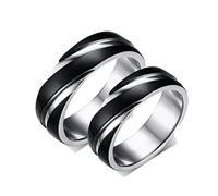 Daesar Partnerringe für Sie und Ihn, Eheringe Edelstahl Verlobungsringe Paar mit Wunschgravur, Schwarz Silber Ringe 6MM Damen Gr.57 (18.1) & Herren Gr.65 (20.7)