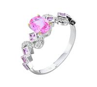 Daesar Ring Weißgold 375 Damen mit Edelstein, Trauringe Infinity mit 1.1ct Rosa Saphir Hochzeitsringe Eheringe Nickelfrei Gr.61 (19.4)