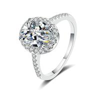 Daesar Ring Weißgold 585 Damen mit Diamant, Trauringe Halo mit Diamant 2ct Hochzeitsringe Eheringe Nickelfrei Gr.53 (16.9)