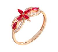 Daesar Ringe 375 Rotgold Damen, Verlobungsring Infinity Kleeblatt mit 0.35ct Rubin Eheringe Trauringe Nickelfrei Gr.63 (20.1)
