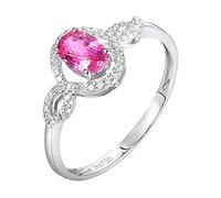 Daesar Ringe Frauen 375 Weißgold, Trauring Damen Einzeln Infinity mit 0.68ct Rosa Saphir Verlobungsring Hochzeit Ring Frauen Große 52 (16.6)