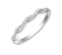 Daesar Ringe Frauen 375 Weißgold, Trauring Damen Einzeln Infinity mit Diamant 0.19ct Verlobungsring Hochzeit Ring Größe 52 (16.6)