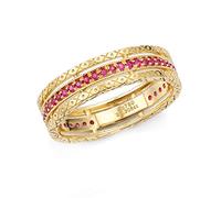 Daesar Ringe Frauen 585 Gold, Trauring Damen Einzeln mit Rubin 0.2ct Bandring Verlobungsring Jahrestag Hochzeit Ring Frauen Größe 52 (16.6)