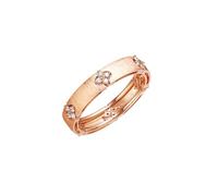 Daesar Ringe Frauen 585 Rotgold, Trauring Damen Einzeln Kleeblatt mit Diamant 0.19ct Verlobungsring Hochzeit Ring Gr.61 (19.4)