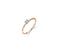 Daesar Ringe Frauen 585 Rotgold, Trauring Damen Einzeln Schmal mit Diamant 0.03ct Solitärring Verlobungsring Hochzeit Ring Größe 57 (18.1)