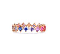 Daesar Ringe Frauen 750 Rotgold, Trauring Damen Einzeln Ewigkeitsring mit 1ct Bunten Saphire Verlobungsring Hochzeit Ring Größe 52 (16.6)