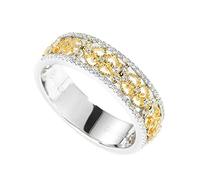 Daesar Ringe Frauen Bicolor 585, Eheringe Damen Einzeln Filigran mit Diamant 0.31ct Bandring Verlobungsring Jahrestag Hochzeit Ringe Größe 57 (18.1)