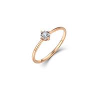 Daesar Ringe Frauen Rotgold 750, Eheringe Damen Einzeln Solitär mit Diamant 0.05ct Verlobungsring Jahrestag Hochzeit Ringe Gr.56 (17.8)