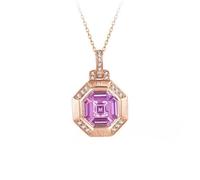 Daesar Rotgold Kette 375 Echtgold mit Anhänger, Halskette Damen 45 CM Oktagramm mit 0.6ct Rosa Saphir und Diamant Anhänger Kette Frauen Hochzeit Echtschmuck