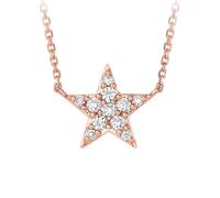 Daesar Rotgold Kette 585 Echtgold mit Anhänger, Halskette Damen 45 CM Stern mit 0.12ct Diamant Anhänger Kette Frauen Hochzeit Echtschmuck