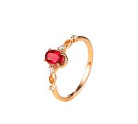 Daesar Rubin Ring Damen, Eheringe Rotgold 375 Infinity mit Oval Rubin 0.7ct und Diamant Verlobungsring Hochzeit Ringe Frauen Gr.49 (15.6)