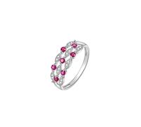 Daesar Rubin Ring Damen Weißgold 375, Trauringe Infinity mit Rubin und Diamant Verlobungsringe Memoir Hochzeit Ringe Frauen Größe 49 (15.6)