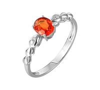 Daesar Saphir Ring Weißgold 585 14K Echt Damen, Verlobungsringe Schmal mit Orange Saphir 0.7ct Eheringe Hochzeit Jahrestag Ringe Frauen Gr.58 (18.5)