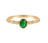 Daesar Smaragd Ring Damen 9 Karat Gold 375, Trauringe Einzeln Infinity mit 0.25ct Smaragd und Diamant Eheringe Verlobungsringe für Frauen Größe 54 (17.2)