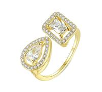 Daesar Trauring Damen Einzeln Gold 585, Hochzeit Ringe Geometrie mit Moissanit Offen Verlobungsringe Frauen Ringe Nickelfrei Größe 56 (17.8)