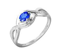 Daesar Trauringe 375 Weißgold, Ehering Damen Einzeln Infinity mit 0.4ct Oval Saphir Verlobungsringe Hochzeit Ringe Frauen Gr.53 (16.9)