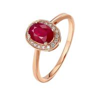 Daesar Trauringe 585 Rotgold, Ehering Damen Einzeln Halo mit 0.9ct Oval Rubin und Diamant Verlobungsringe Jahrestag Hochzeit Ringe Frauen Größe 60 (19.1)