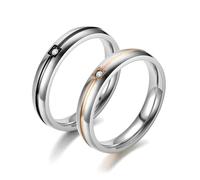 Daesar Trauringe Edelstahl Paarpreis, Ringe Set Damen Herren 4MM mit Zirkonia Verlobungsringe Partnerringe Personalisiert für 2 Gr.49 (15.6)-70 (22.3)