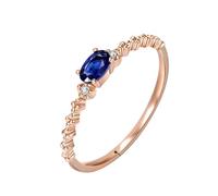 Daesar Verlobungsring Damen 750 Rotgold, Frauen Ringe Schmal mit Oval Saphir 0.3ct und Diamant 0.02ct Jahrestag Hochzeit Ringe Eheringe Gr.62 (19.7)