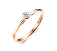 Daesar Verlobungsring Damen 750 Rotgold, Frauen Ringe Solitär mit 0.19ct Diamant Jahrestag Hochzeit Ringe Eheringe Größe 58 (18.5)