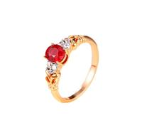 Daesar Verlobungsring Damen Rotgold 585, Ehering Einzeln Filigran mit Oval Rubin 1.2ct und Moissanit Memoir Hochzeit Ringe Frauen Gr.57 (18.1)