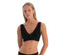 Dagi Black Fashion Knitted Non-Wired Regular Lace Non-Padded Thick Strap Soft Bra, Black, 85B