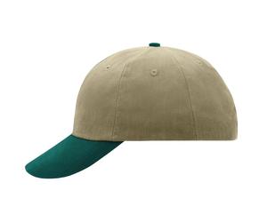 Daiber Werbliche 6-Panel-Cap MB6111 - Beige / dunkelgrün | uni