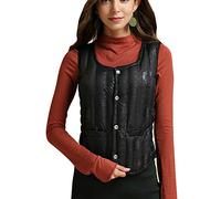 DAIHAN Damenweste Einfarbig Schlanke Kurze Gepolsterte Weste mit gestepptem Futter Ärmellose Jacke Winddichte Weste Leichte Gilet-Jacke Bodywarmer Weste Steppweste Schwarz L