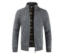 DAIHAN Herren Dick Pullover Zip UP Zopfmuster Strickjacke Langarm Warm Winterpullover Grobstrick Strickmantel mit Reißverschluss