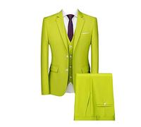 DAIHAN Herren Dreiteiliger Hochzeitsanzug für Zeremonien Elegantes Formales 3-teiliger Herren Anzüge Smoking-Anzug Sakko Jacke & Weste & Hose für Business-Dinner-Party CGrün XL