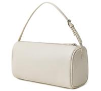 DAILANDO Kleine Leder-Top-Griff-Tragetasche Hobo-Geldbörse, Damen Designer Mini Barrel Boston Umhängetasche mit Zwei-Wege-Riemen, Cremeweiß, Small