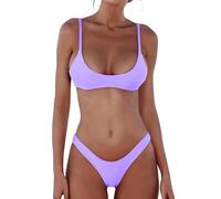 DaiLiWei Damen Bikini-Set, Zweiteilig, Brasilianischer Badeanzug, Teenager, Push-Up-Top, Mikro-Bikini, Helles Violett, Medium