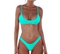 DaiLiWei Tanga-Bikini-Set für Damen, 2-teilig, brasilianischer Badeanzug für Teenager, Push-Up-Top, Mikro-Bikinis, Badeanzug 2025, Bikini-Set, Seegrün, Large