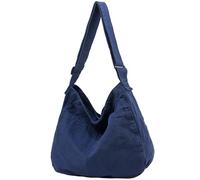 DAINAOTM Canvas-Tragetasche, lässige Hobo-Umhängetasche, Schultertasche für Damen und Herren, große Geldbörse, Kuriertasche, Reisen, Arbeit, 1-Marineblau, Large