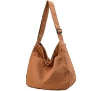 DAINAOTM Canvas-Tragetasche, lässige Hobo-Umhängetasche, Schultertasche für Damen und Herren, große Geldbörse, Kuriertasche, Reisen, Arbeit, 1-braun, Large