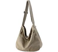 DAINAOTM Canvas-Tragetasche, lässige Hobo-Umhängetasche, Schultertasche für Damen und Herren, große Geldbörse, Kuriertasche, Reisen, Arbeit, 1-hell Grau, Large
