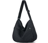 DAINAOTM Hobo Umhängetasche aus Segeltuch für Damen und Herren, große Geldbörse, Kuriertasche, Reisen, Arbeit, Einkaufen, 0-schwarz, Large