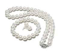 DAISHIAO Süßwasser Zuchtperlen Halskette Set 925 Silber Ohrring Armband Damen Schmuck