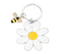 Daisy Bee Anhänger Keyring, Biene Animal Daisy Blütenschlüsselkette in Metall | Schüler Rucksack Schultasche Ornamente Blüten Charme für die Schule, Reisen, Camping