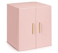 Dajasan Groß Schmuckaufbewahrung, Schmuckkästchen Damen mit Doppeltür & Spiegel, Schmuckkasten für Schminktisch, PU-Leder Vertikale Textur, Geschenk für Weihnachten, Geburtstag, Neujahr (Rosa)