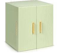 Dajasan Groß Schmuckaufbewahrung, Schmuckkästchen mit 3 Schubladen, Schmuckkasten mit Doppeltür & Spiegel, Schmuckschrank für Schminktisch, PU-Leder Vertikale Textur, Geschenk für Damen (Grün)