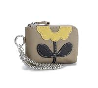 Dajingkj Echtleder Münzbörse für Damen Geldbörse mit Blumen Armband Kette Münzfach (Elefant grau)