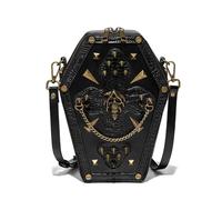 Dajingkj Gothic Handtasche Vintage Kunstleder Totenkopf-Design Multifunktionale Umhängetasche Handytasche zum Umhängen