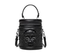 Dajingkj Gothic Handtasche Vintage Kunstleder Totenkopf-Design Multifunktionale Umhängetasche Handytasche zum Umhängen