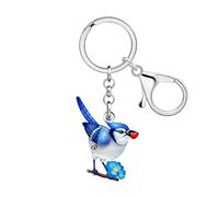 DALANE Acryl Cute Blau Vogel Schlüsselanhänger Autoschlüssel Brieftasche Rucksack Schlüsselring Zubehör Geschenke für Vogelliebhaber Damen Mädchen Charms (Blauhäher)