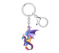 DALANE Acryl Fantasy Drachen Schlüsselanhänger Schlüsselring Mythos Dungeons and Drachen Geschenke für Damen Mädchen Dinosaurier Geschenke für Erwachsene Charm (Buntes)